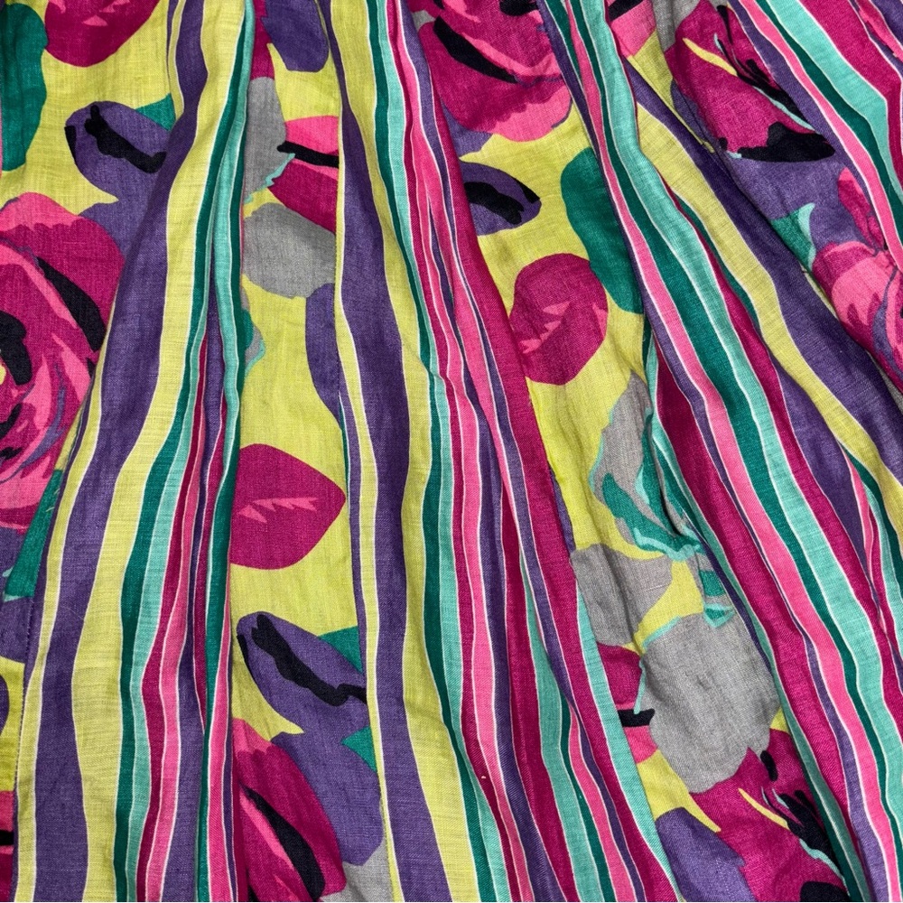 Soft Surroundings 100% Linen Wrap Midi Skirt Boho Tie Colorful Women’s Size S - Picture 6 of 6